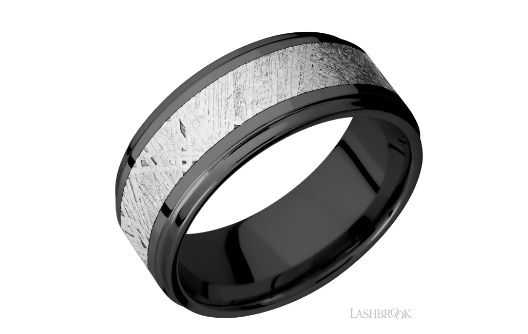 Zirconium With Meteorite Wedding Band