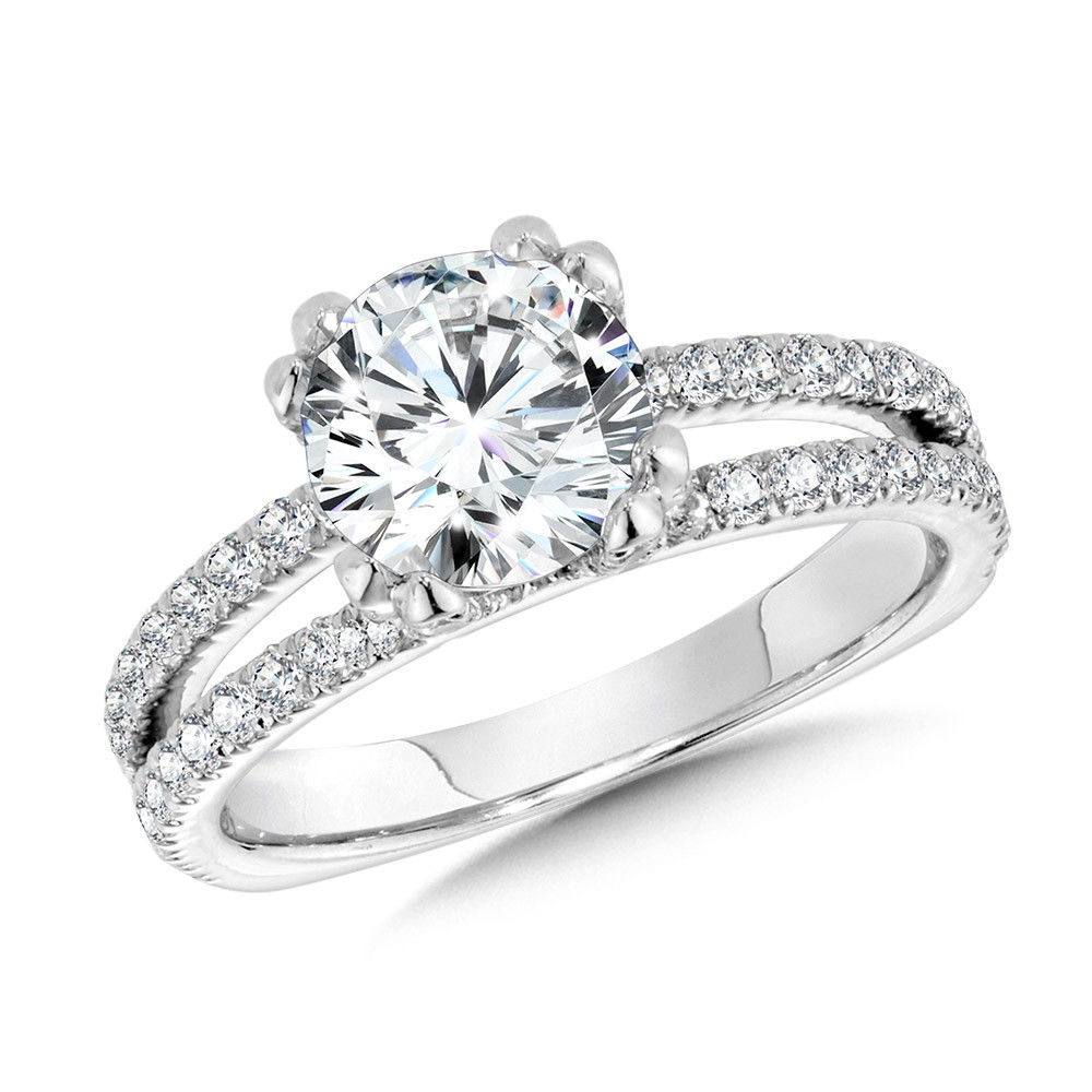 Double-Prong Split Shank Diamond Engagement Ring