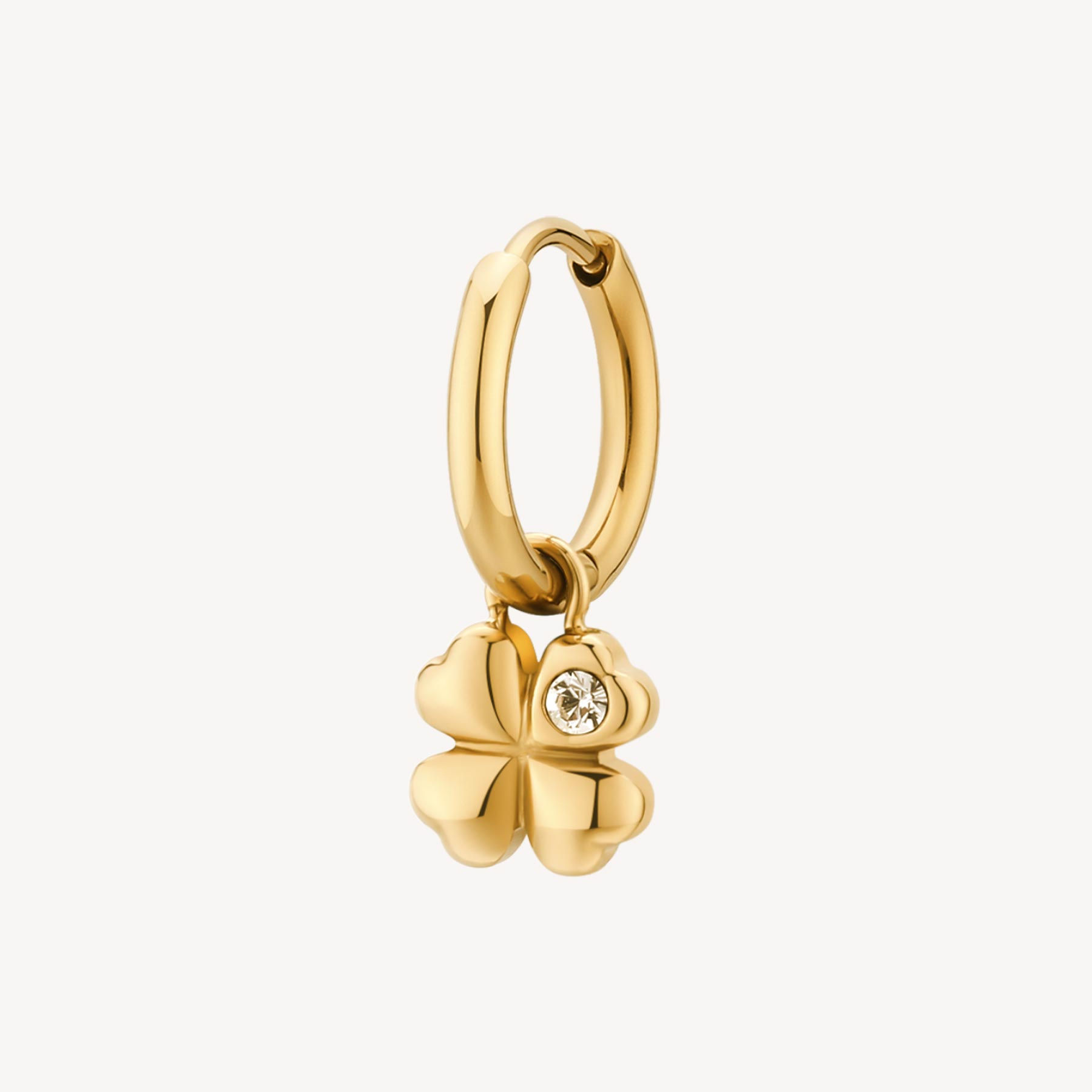 Four-Leaf Clover Italian Huggie Earrings