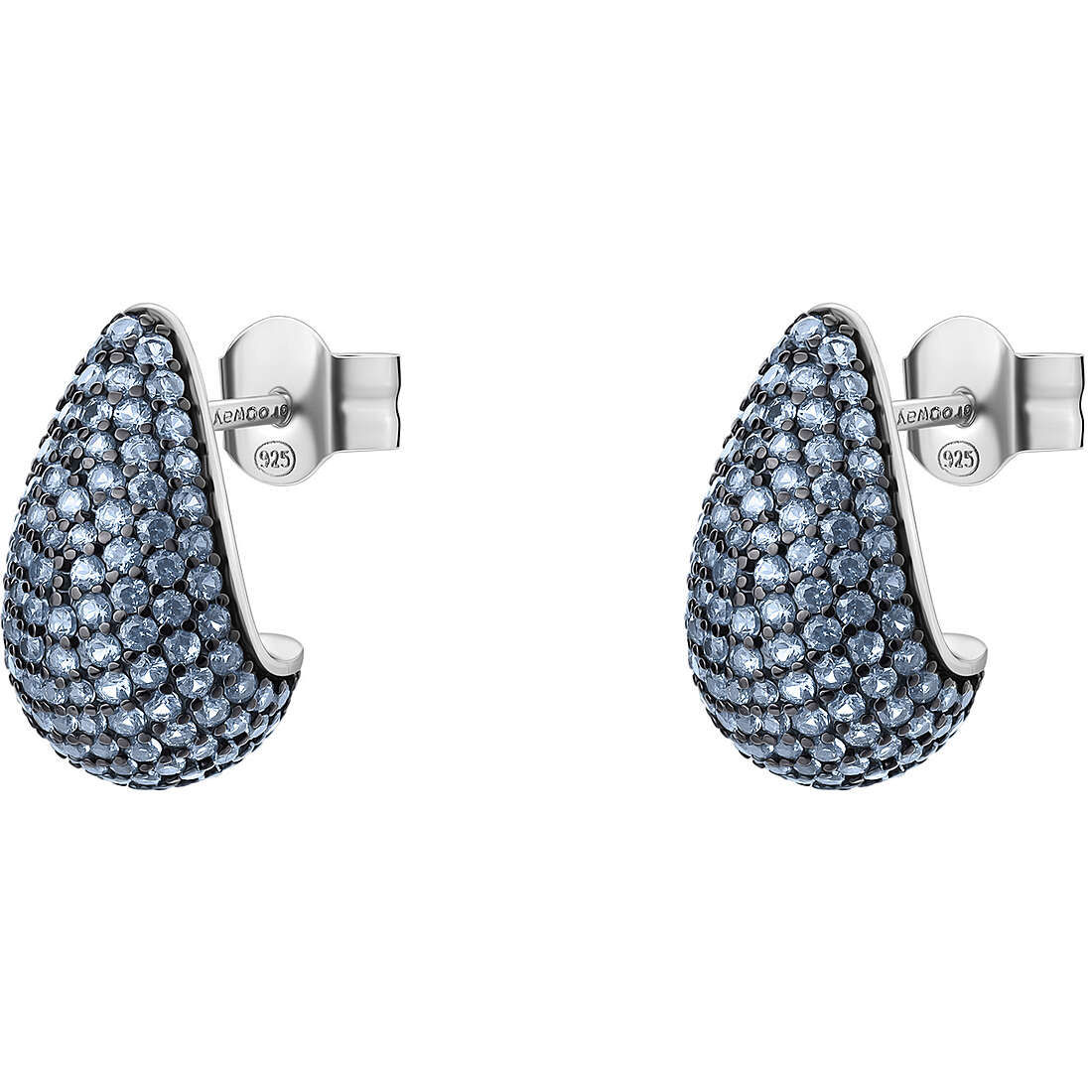 Cloud Light Blue Pave Lobe Italian Earrings