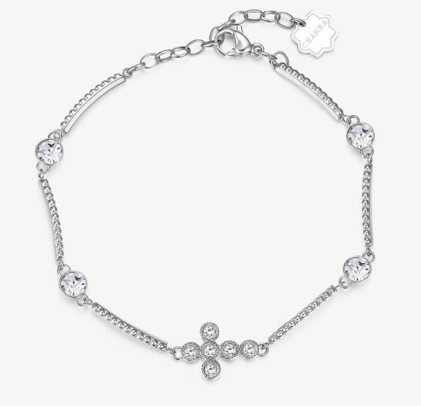 Italian Crystal Semi-Rigid Cross Bracelet