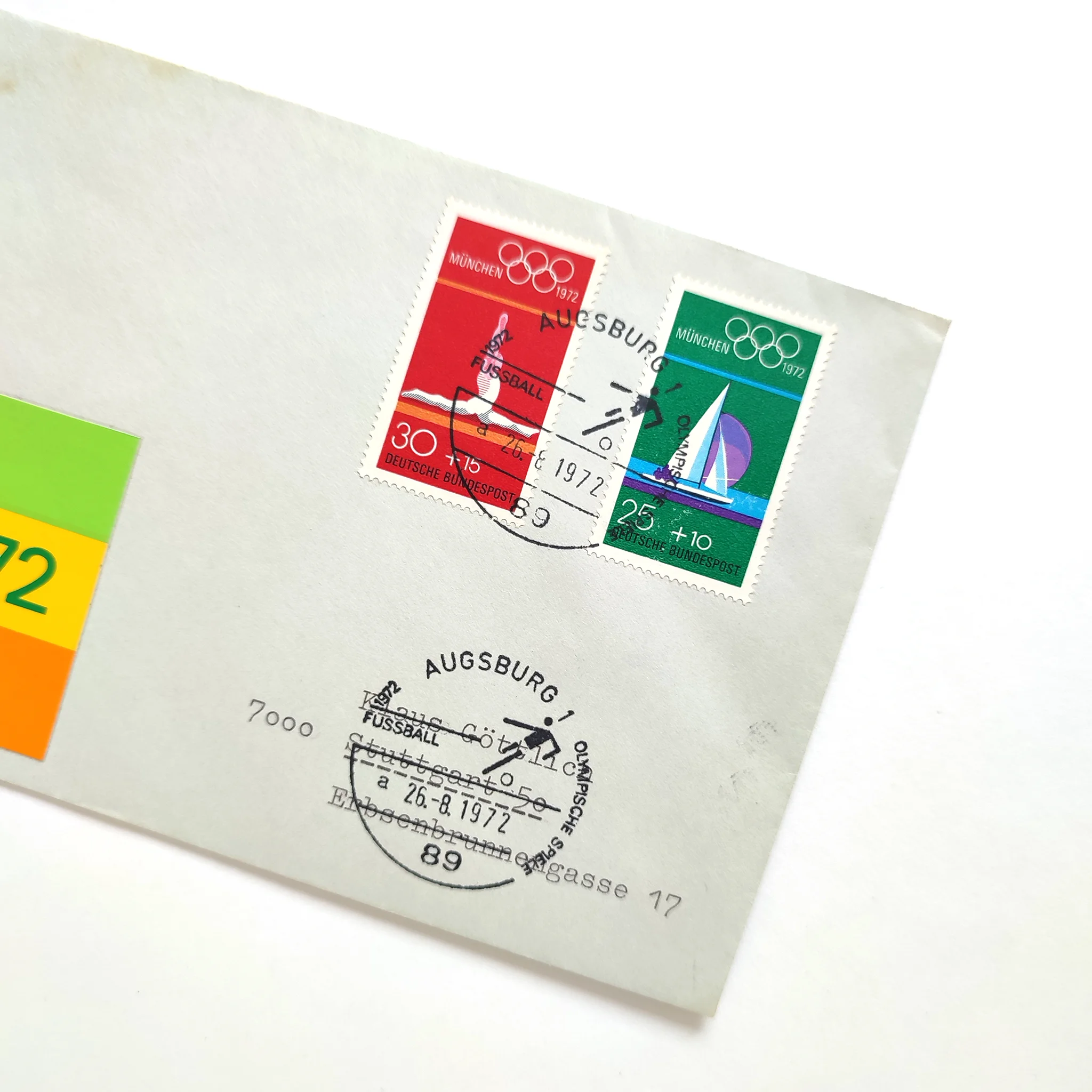 A detailed image of a special postmark for the football event in Augsburg