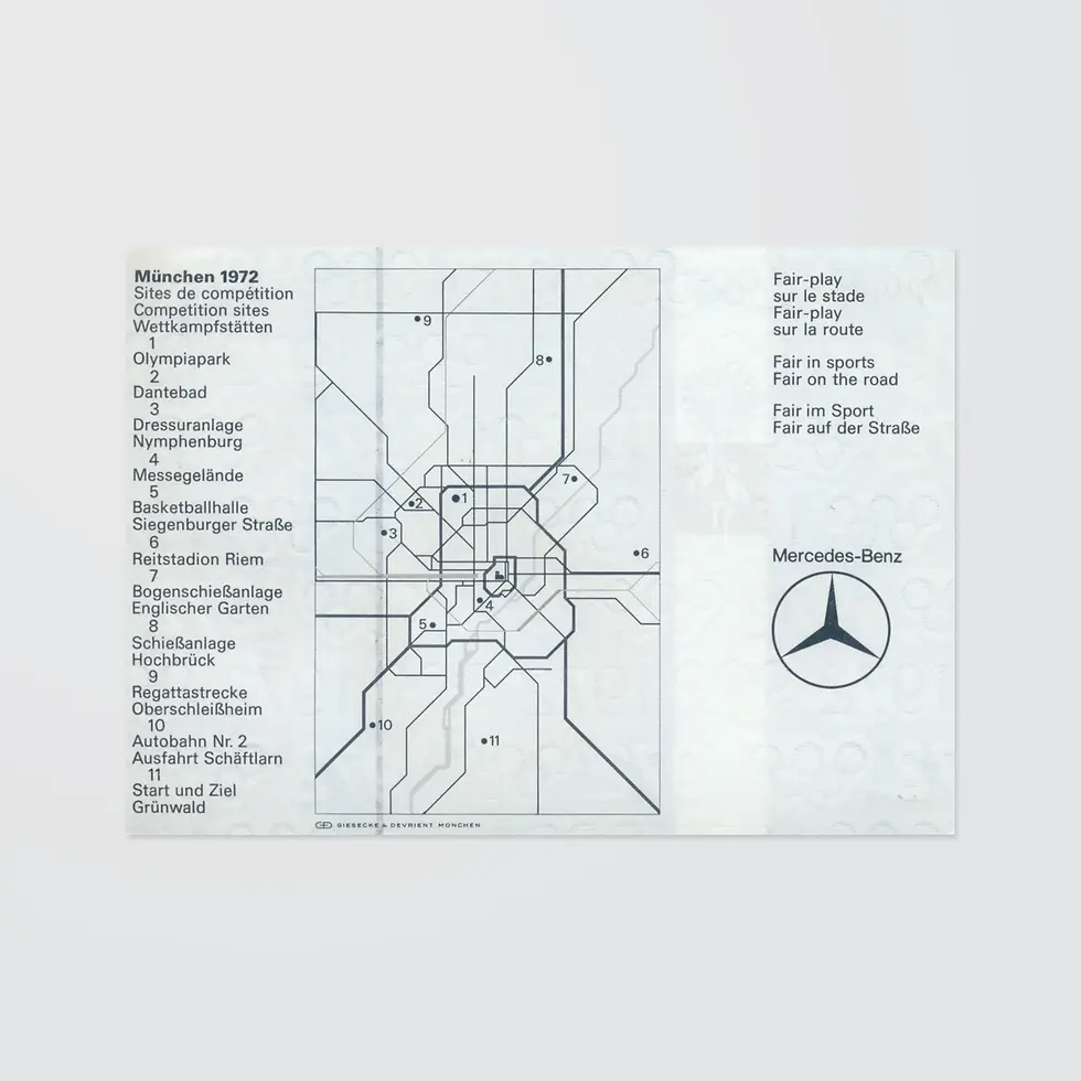Thumbnail: Reverse side of entry ticket for Munich 1972 basketball event. Shows small map of venues around Munich