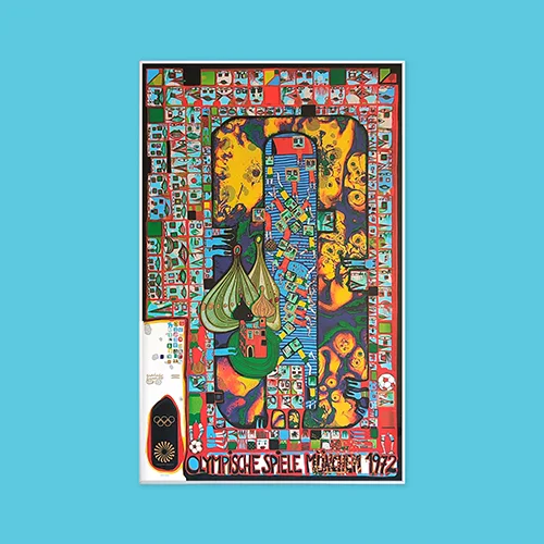 A football game in the stlye of an oriental magic carpet. Uneven shapes and forms in bold colours