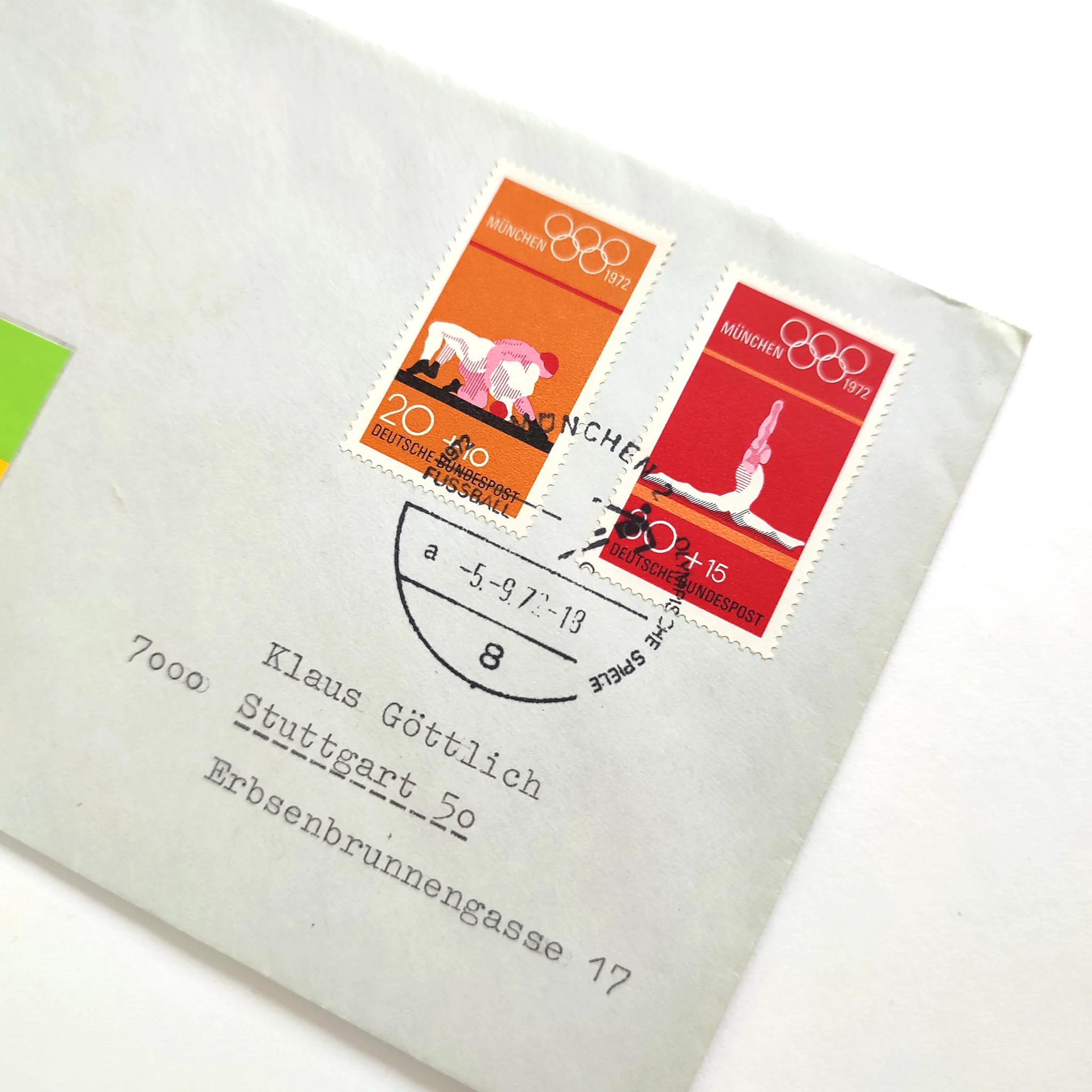 A detailed image of a special postmark for the football event in Munich