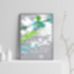 Thumbnail: A framed poster from the 1972 Munich Olympics depicting the Canoe Slalom event set on a minimalist backdrop. The poster image