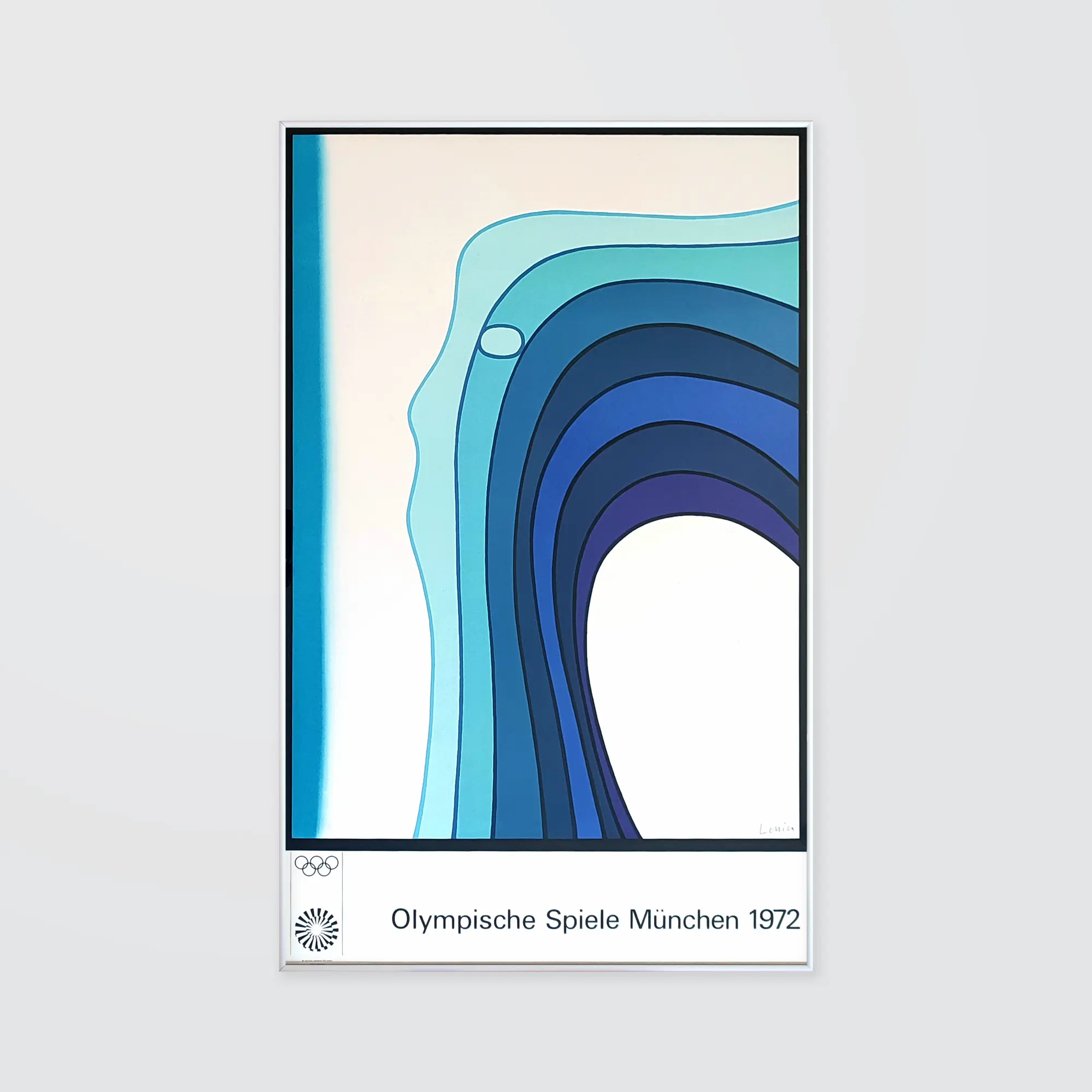 An abstract face in the form of a breaking blue and white wave