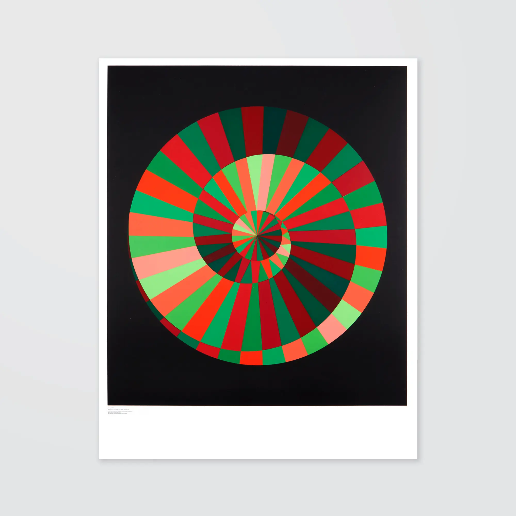 A stylised variation of the Munich 1972 spiral logo in red and green on a black background