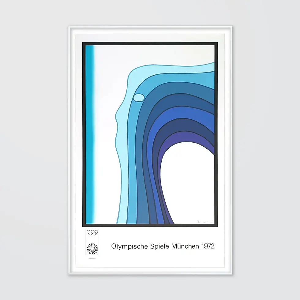Thumbnail: Jan Lenica Art Poster. An abstract face in the form of a breaking blue and white wave