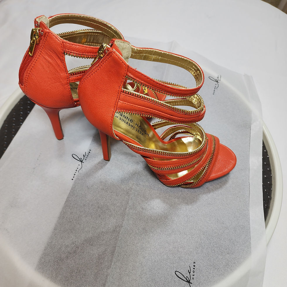 Thumbnail: Julianne Hough Solesociety Orange Zipper High Heel