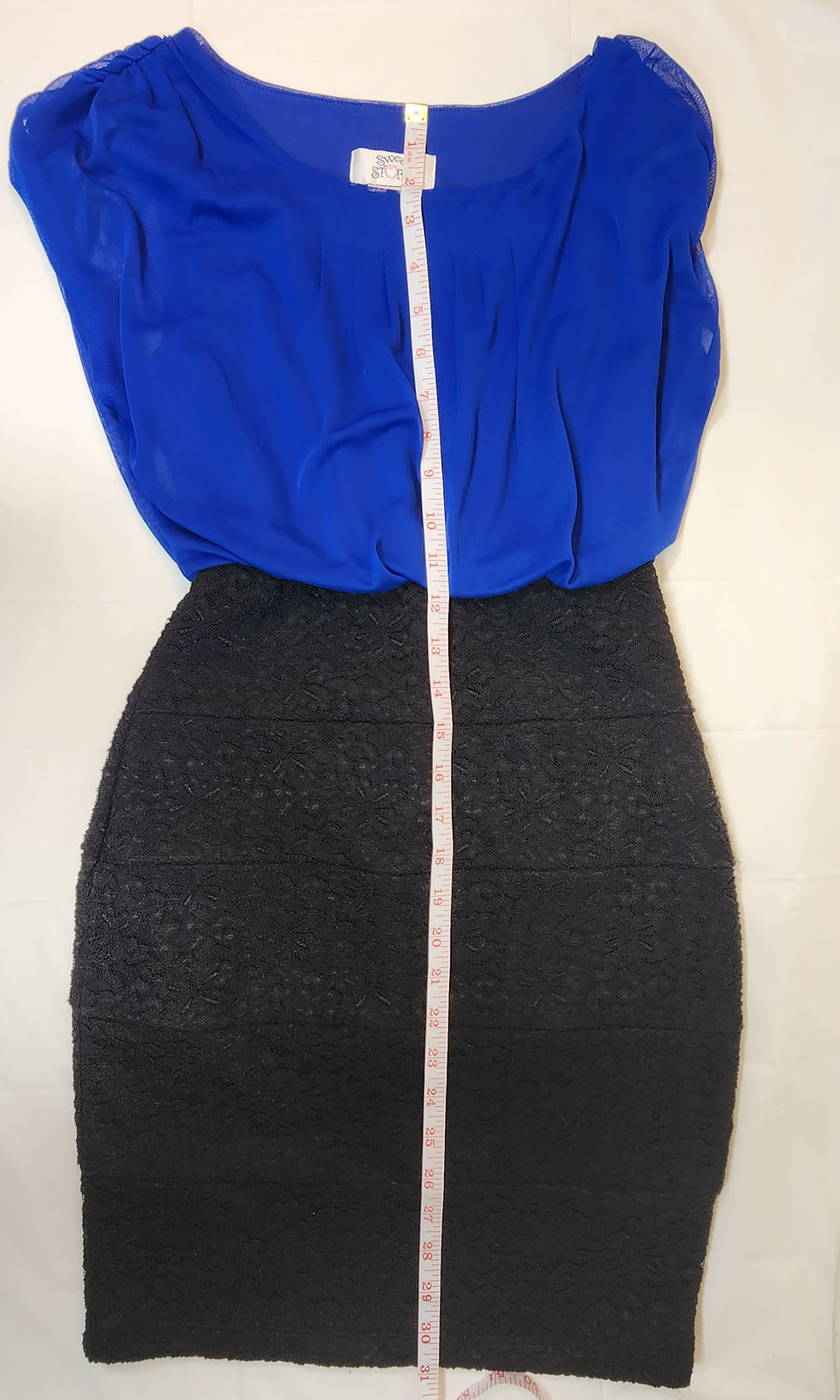 Thumbnail: Sweet Storm Women's Sleeveless Royal Blue/Black (S)+Satiny Purse+TieUp Heels-(8)