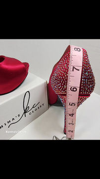 Thumbnail: GĹ-Steve Madden 5.5 in Peep Toe Rhinestone embellished Pumps sz 8M Pre-owned