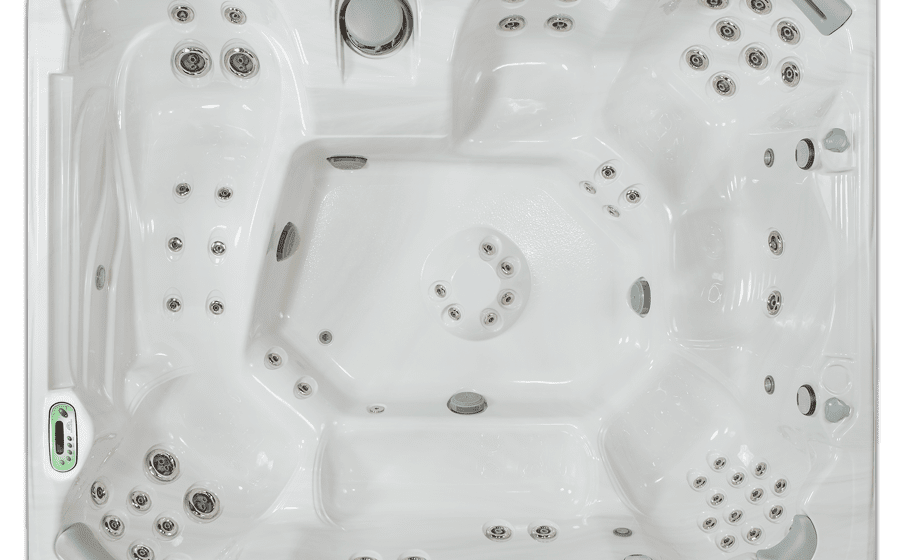 Birdseye view of Best in Backyards' South Seas Series - 965L Deluxe Hot Tub.
