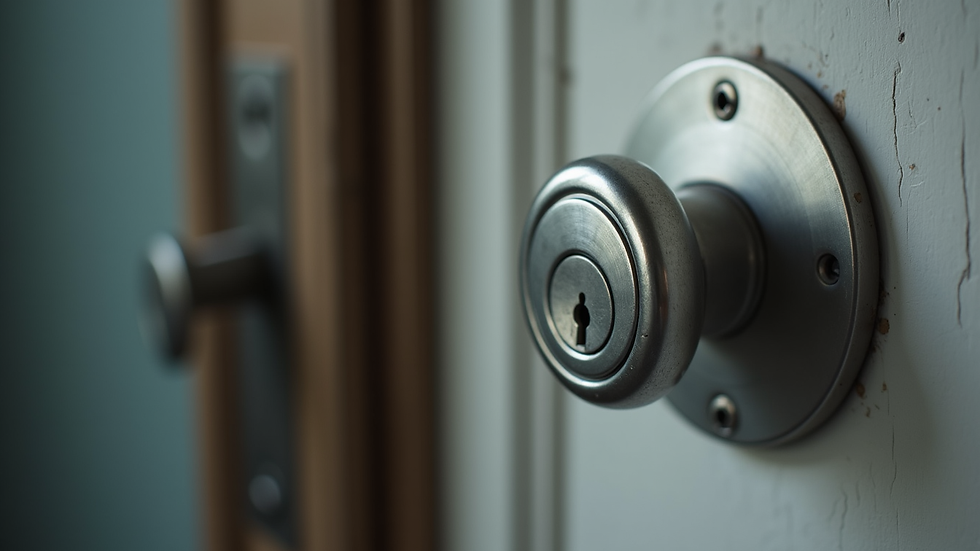 Vue rapprochée d'une serrure de porte en métal argenté