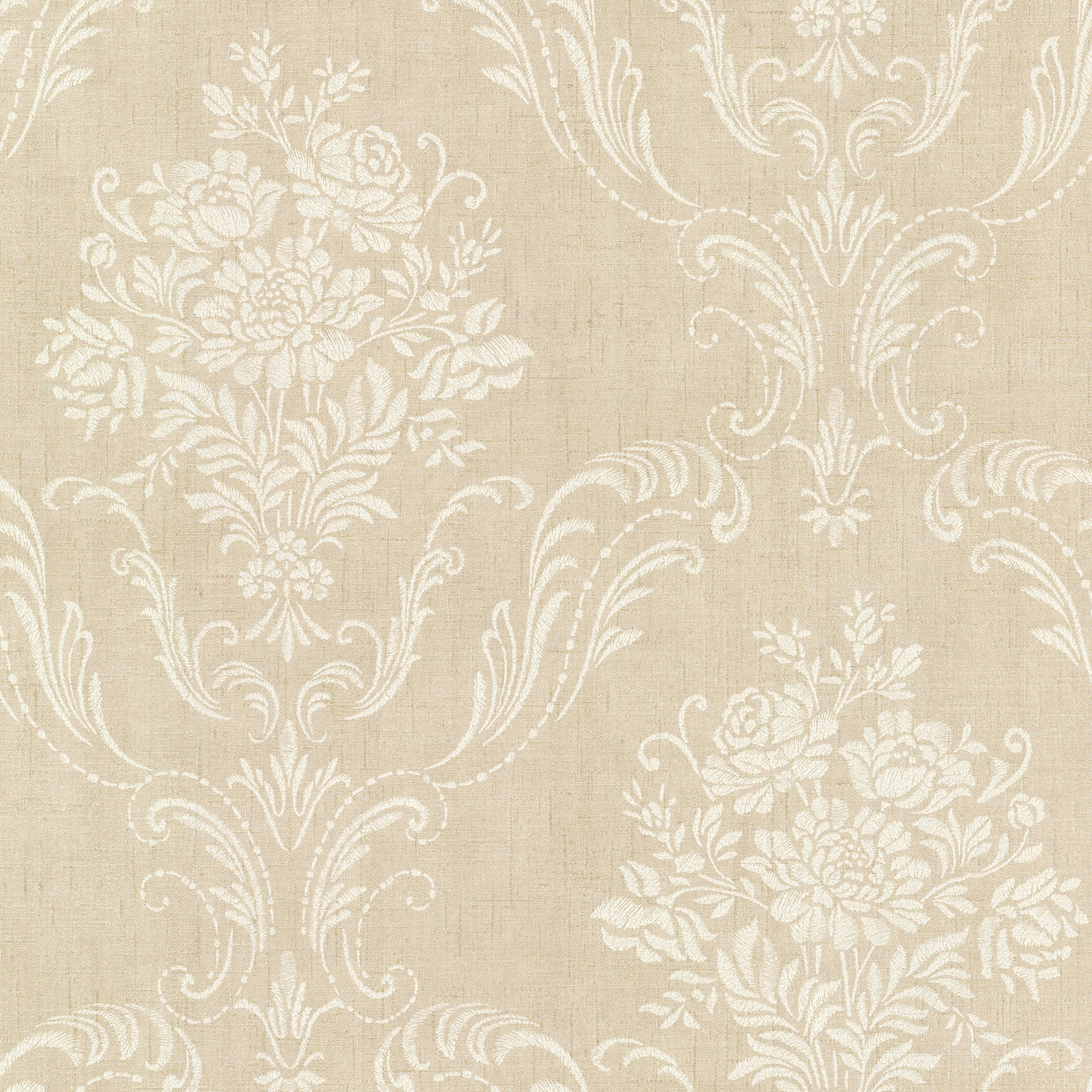 Avalon - Manor Beige Floral Damask Wallpaper