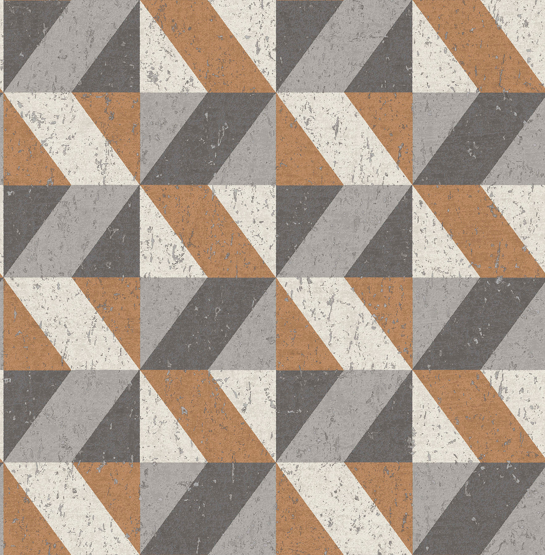 Alchemy - Cerium Copper Concrete Geometric Wallpaper