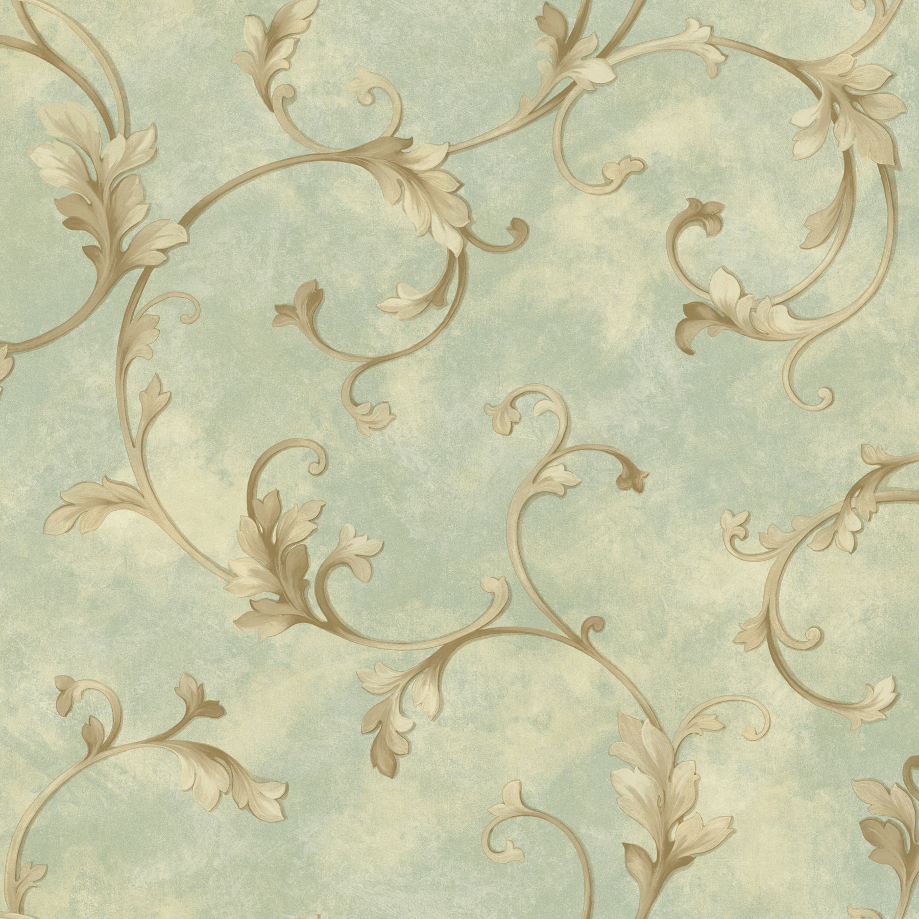 Arbor Rose - Voluta Green Acanthus Scroll Wallpaper