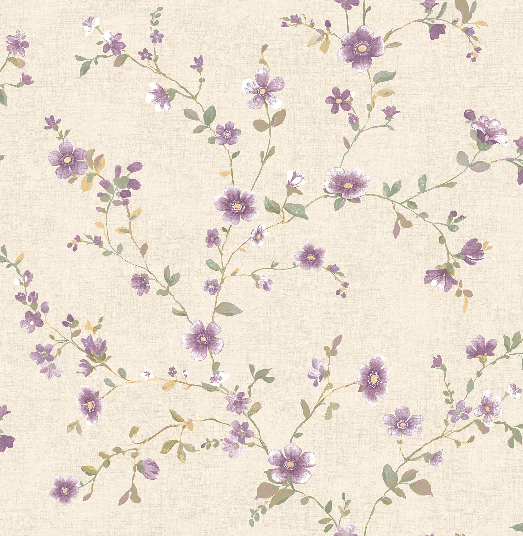Ami - Delphine Plum Floral Trail Wallpaper