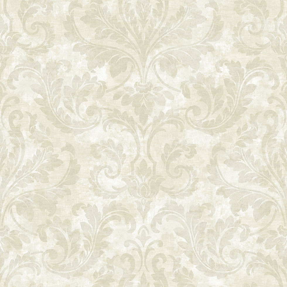 Arbor Rose - Finley Silver Regal Damask Wallpaper