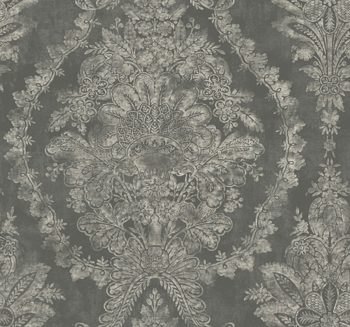 Ronald Redding Designs 24 Karat - Charleston Damask Wallpaper Grey