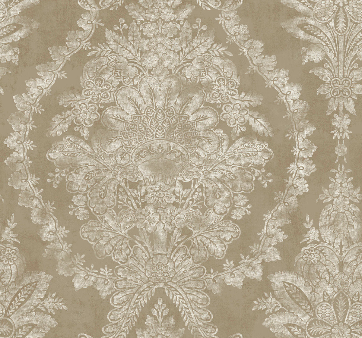 Ronald Redding Designs 24 Karat - Charleston Damask Wallpaper Bronze