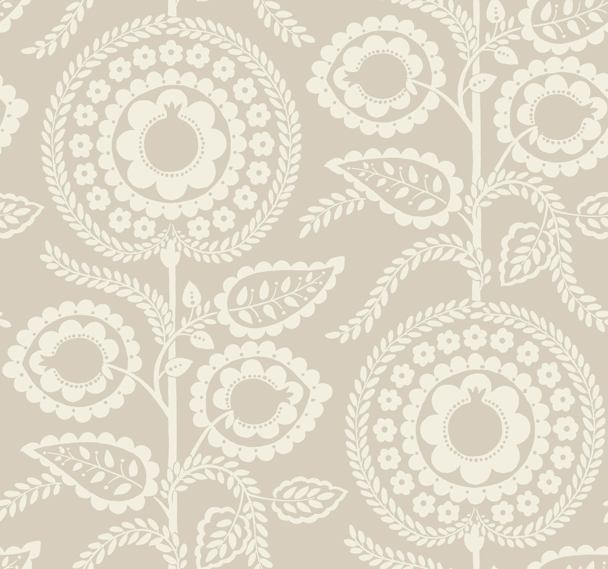 Silhouettes - Pomegranate Bloom Wallpaper Off White