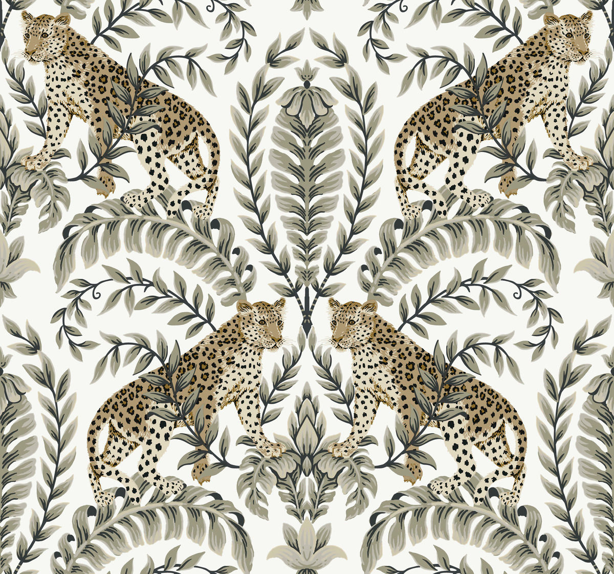Ronald Redding Designs 24 Karat - Jungle Leopard Wallpaper White/Black