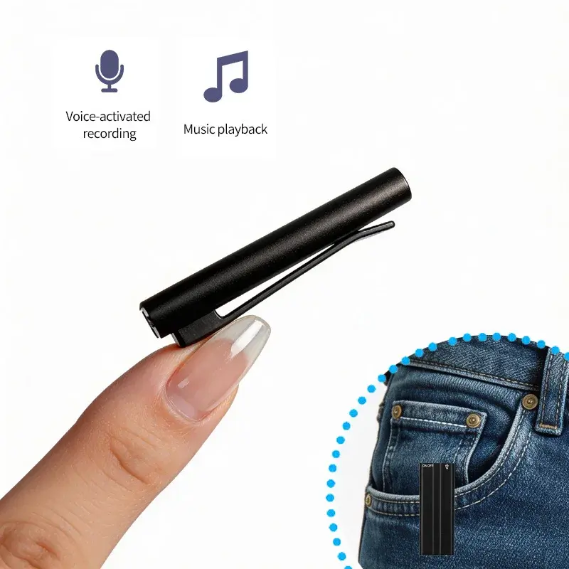 Thumbnail: Portable 8GB Mini Digital Voice Recorder Ultra-Thin Clip Fixed Mp3