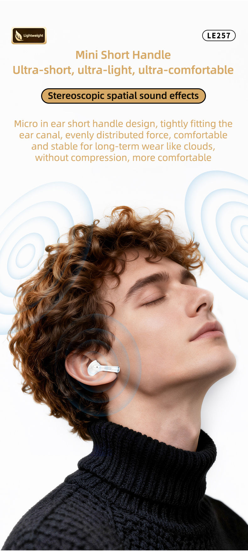 Thumbnail: Lenovo LE257 Earphones Wireless Bluetooth 6.0 Headphones Hifi Sound ENC Call Noi