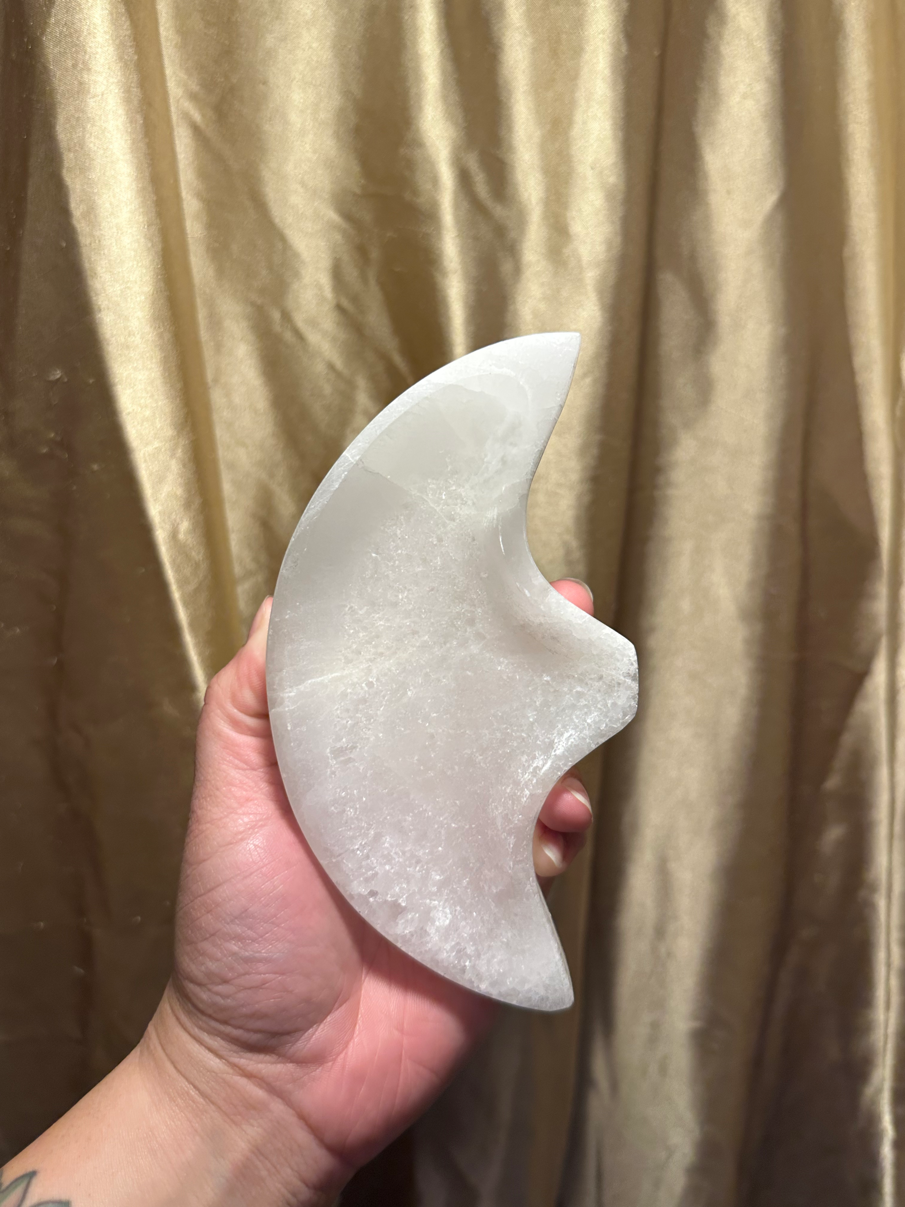 Selenite Moon Face Dish