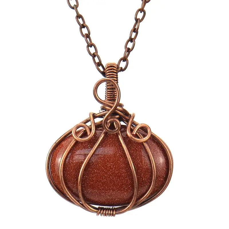 Thumbnail: Pumpkin Wire Wrapped Pendant