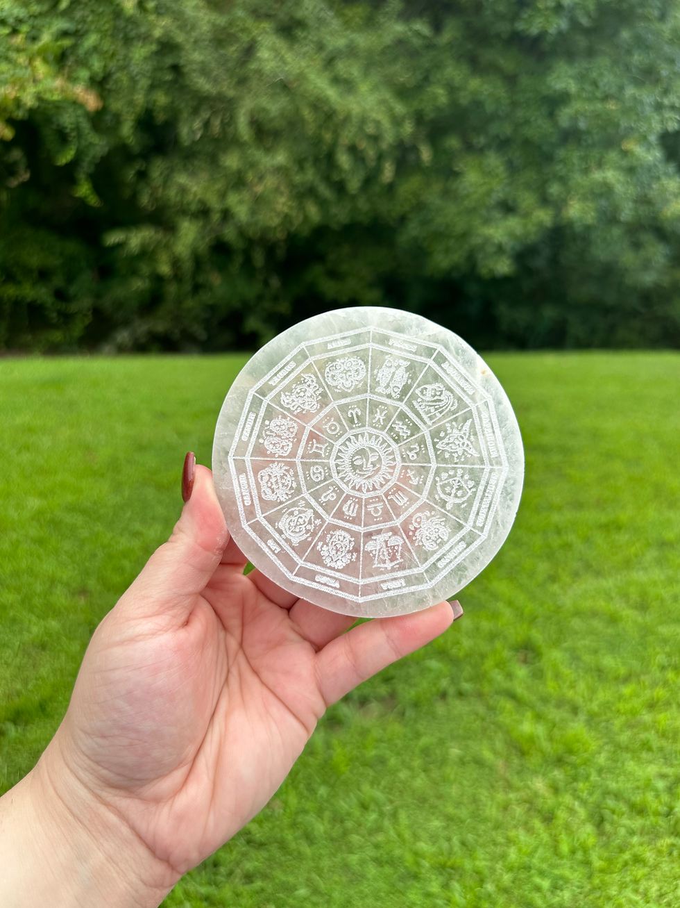 Thumbnail: Selenite Disk - Etched