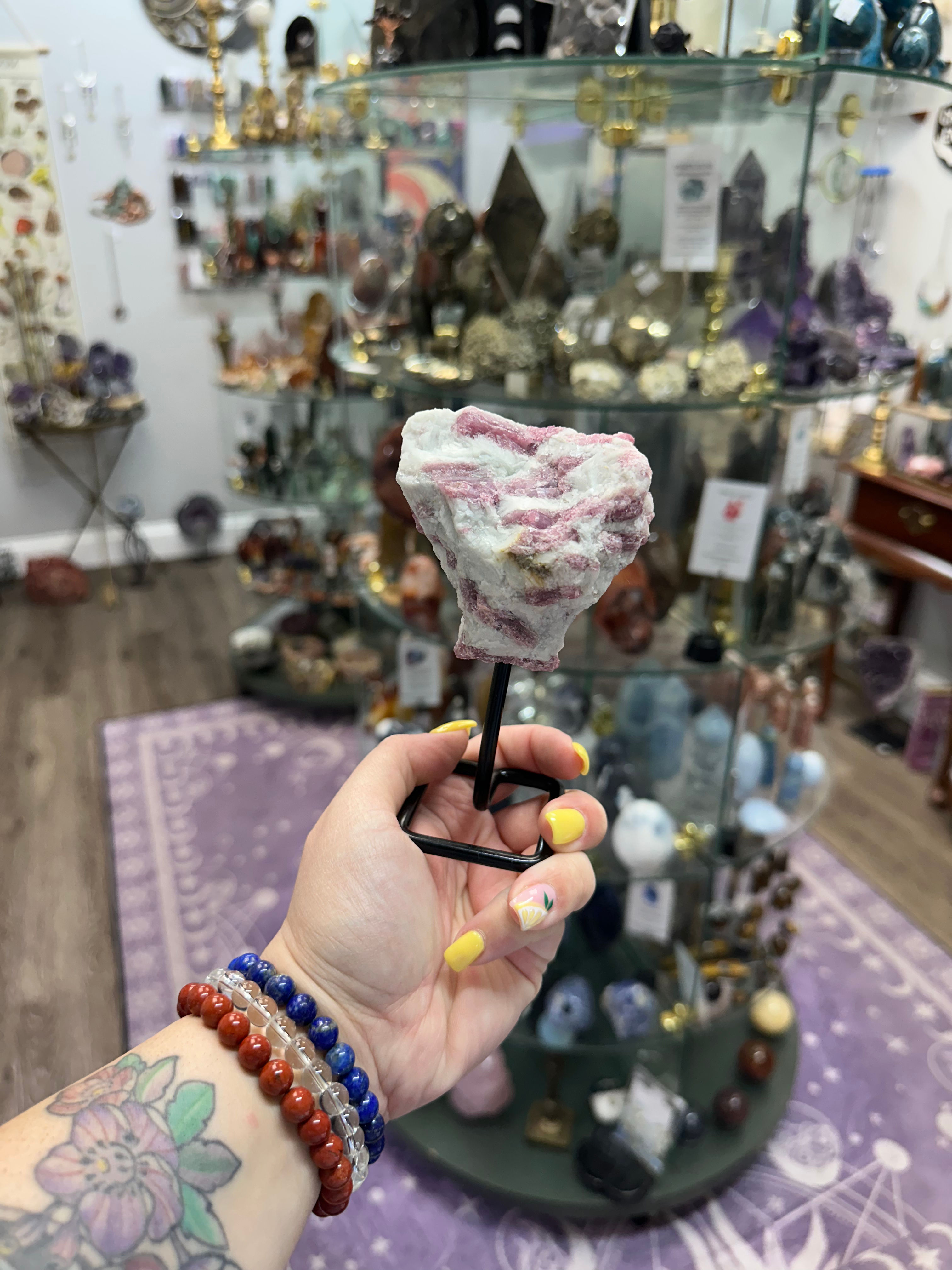 Pink Tourmaline on Stand