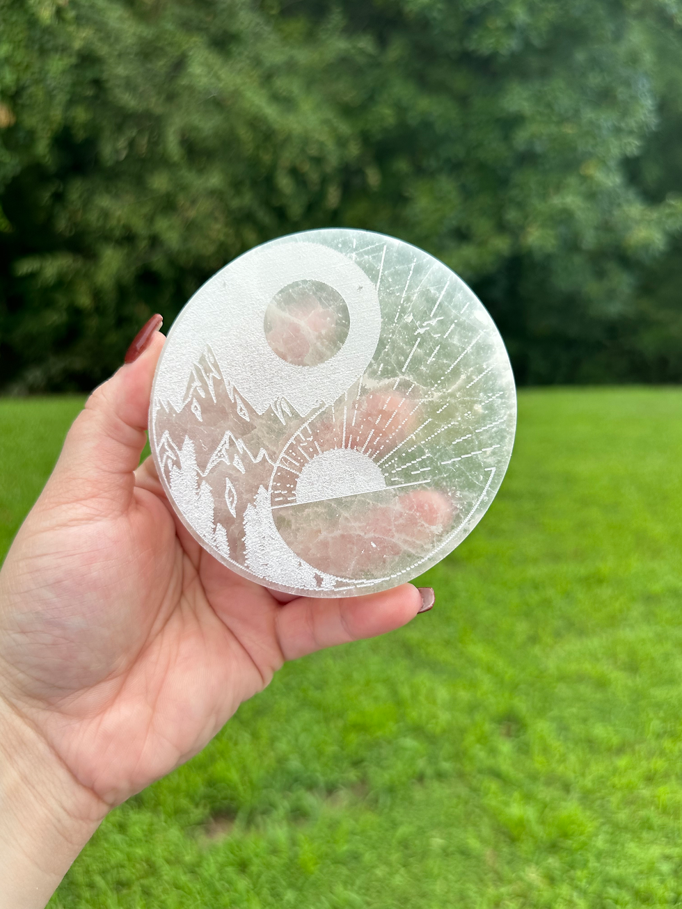 Thumbnail: Selenite Disk - Etched