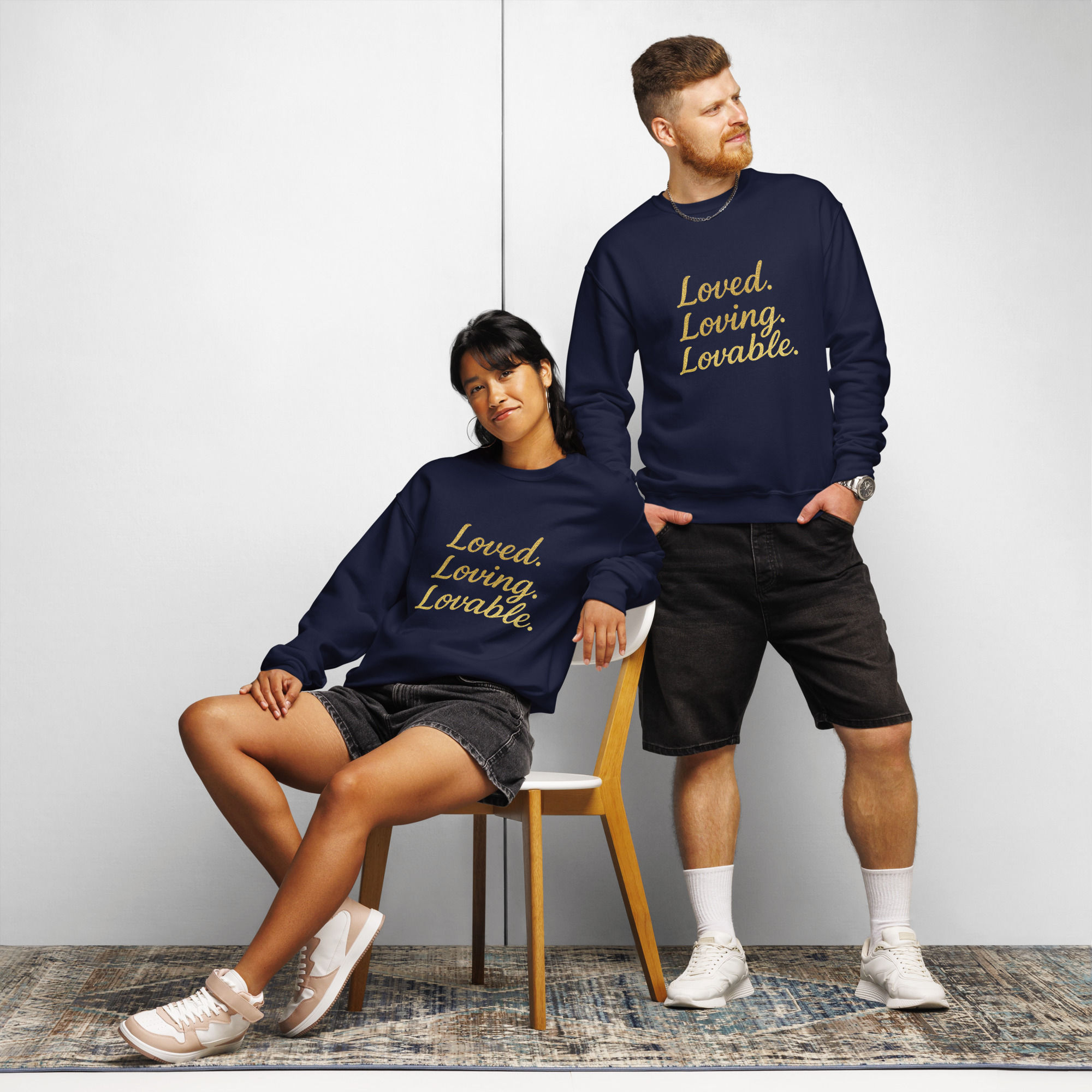 Loved. Loving. Lovable. Crew-neck Sweatshirt