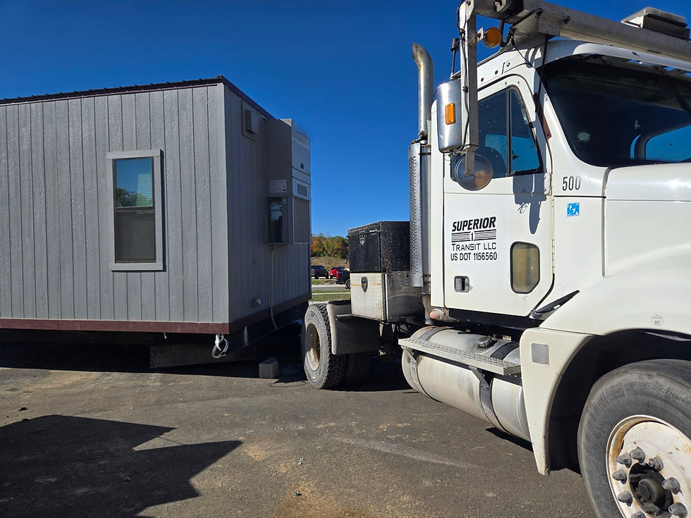 Mobile modular construction trailer transportation