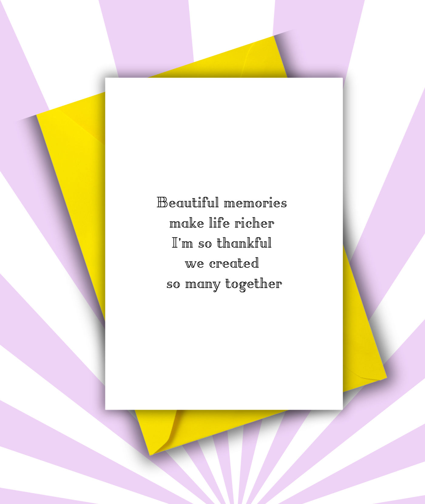 Greeting card with black ink on white background.