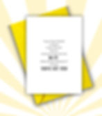 Greeting card with black ink on white background with yellow envelope.