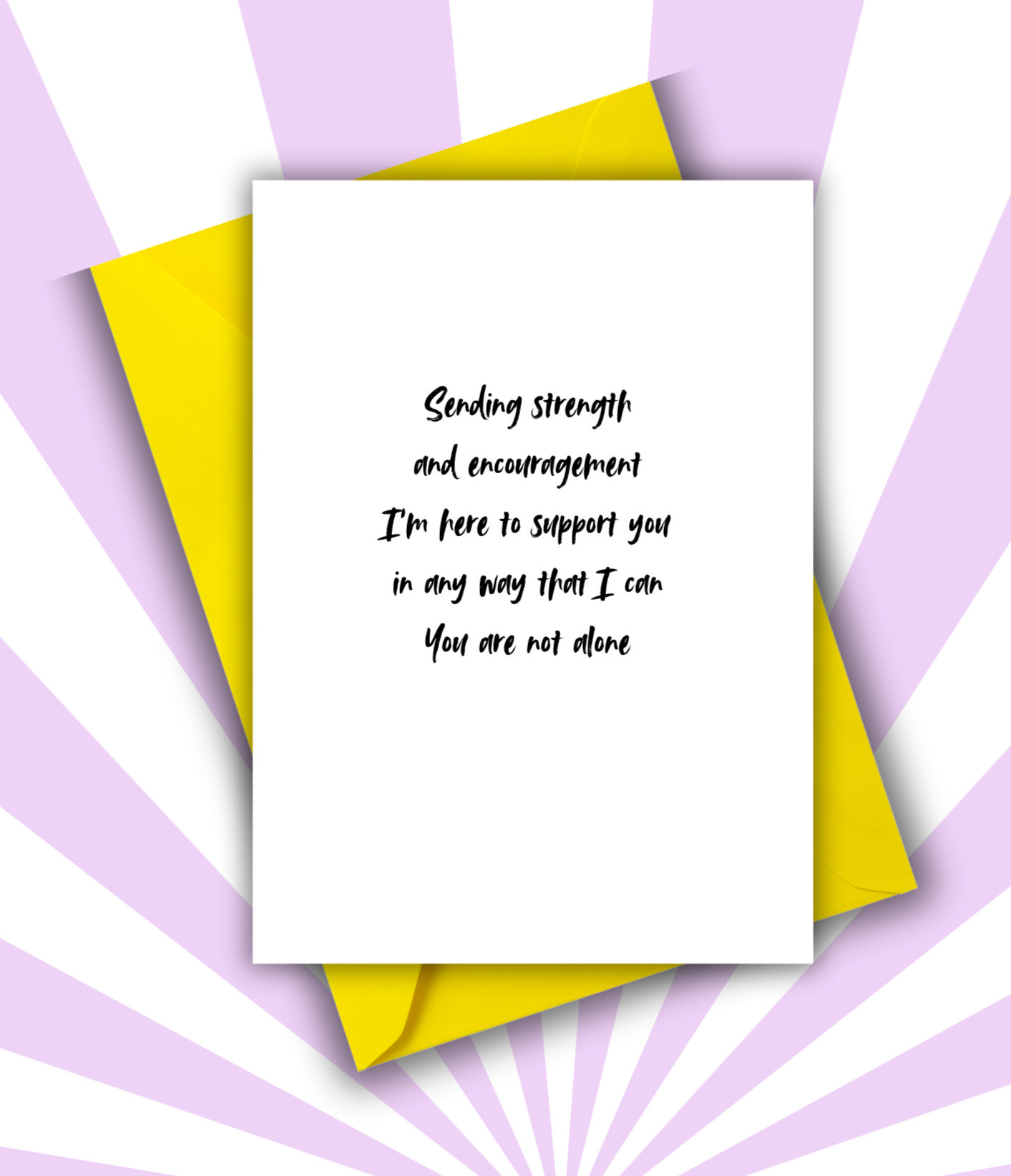 Greeting card with black ink on white background.