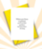 Greeting card with black ink on white background with yellow envelope.