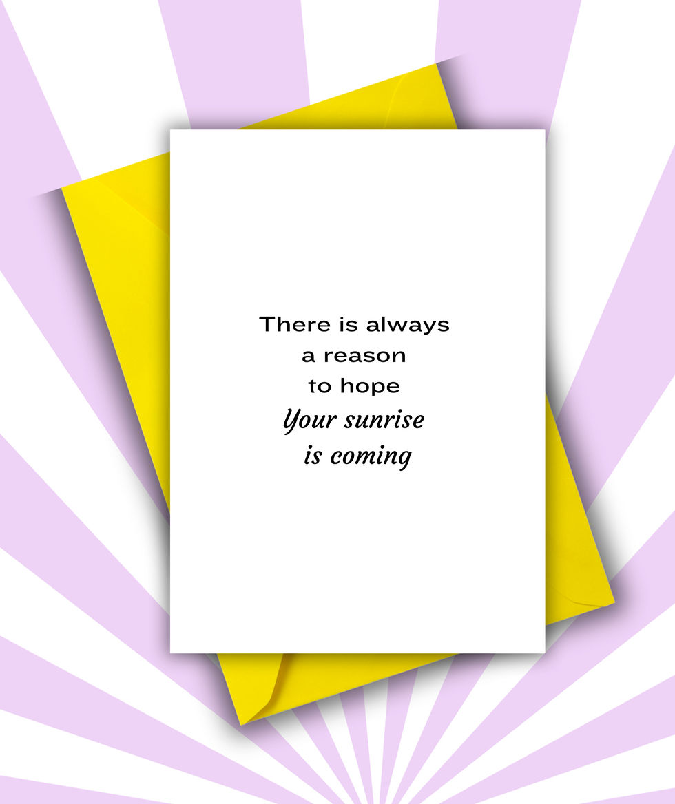 Greeting card with black ink on white background.