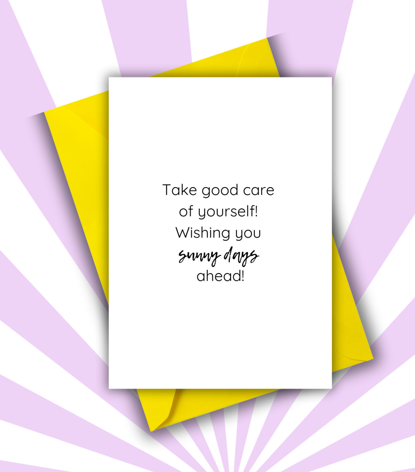 Greeting card with black ink on white background.