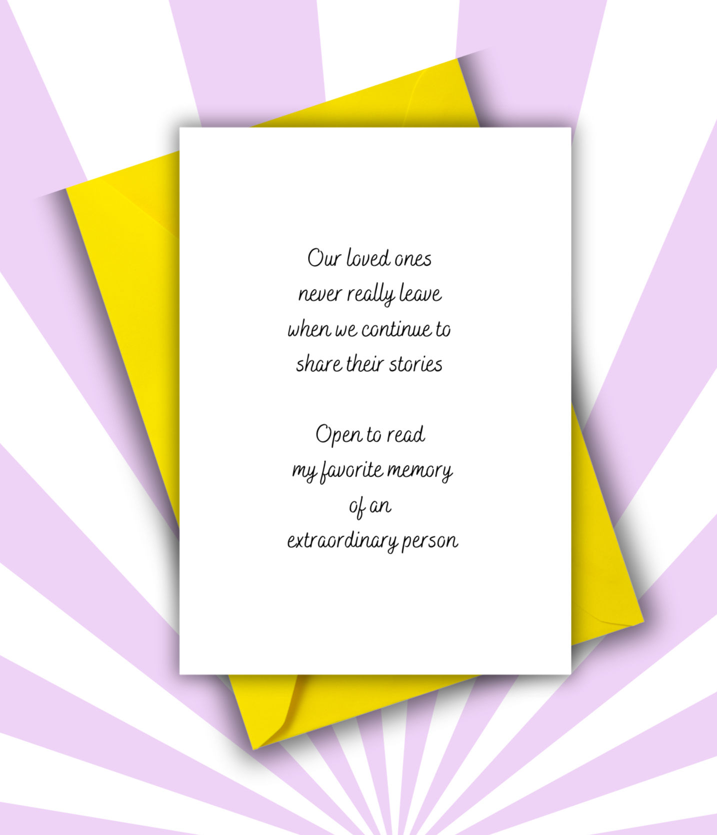 Greeting card with black ink on white background.