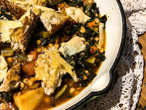 A Simple Tummy Warming Soup With Torn Bread & Pecorino
