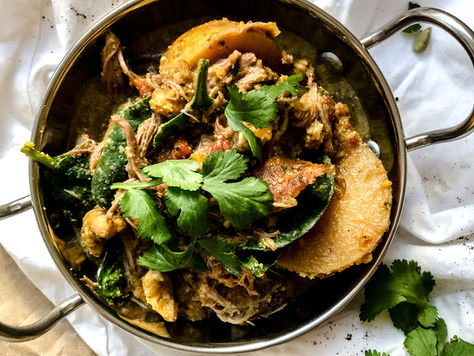 Slow-cooked Lamb & Cashew curry. And a Brown Rice & Lentil Salad.