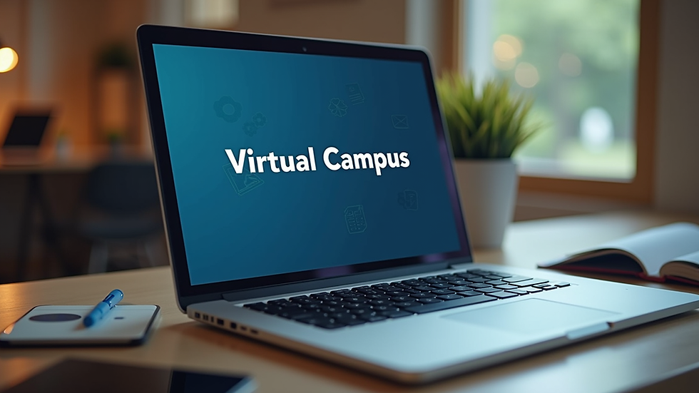 Close-up view of a laptop screen showing virtual campus recruitment software