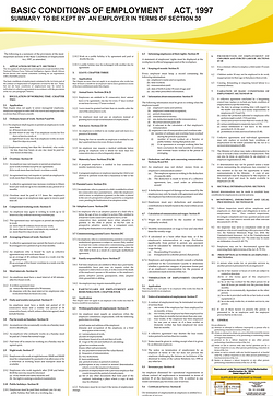2022 BCEA - Summary of the Basic Conditions of Employment poster - A1 Chart BCEA