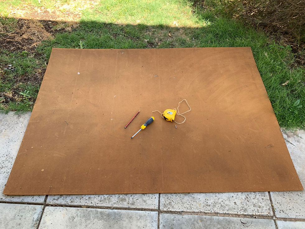 Fibre board panel about to be marked up