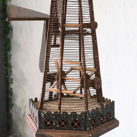 Thumbnail: FOLK ART WINDMILL ON STAND, HAND MADE ARCHITECTURAL MODEL