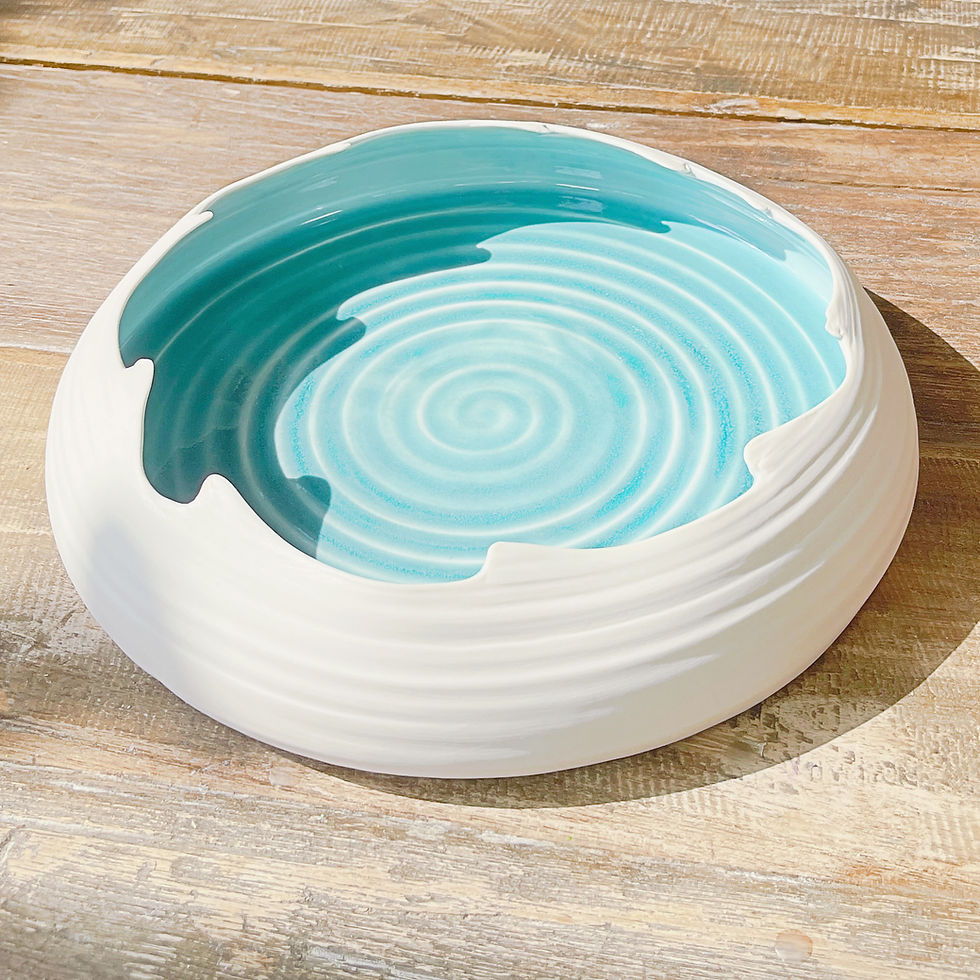 turquoise entice platter with wavy edge